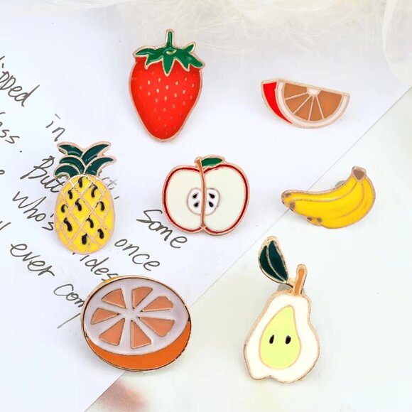 7-Piece Fruit Medley Enamel Pin Set - Brand-New! - Picture 1 of 15